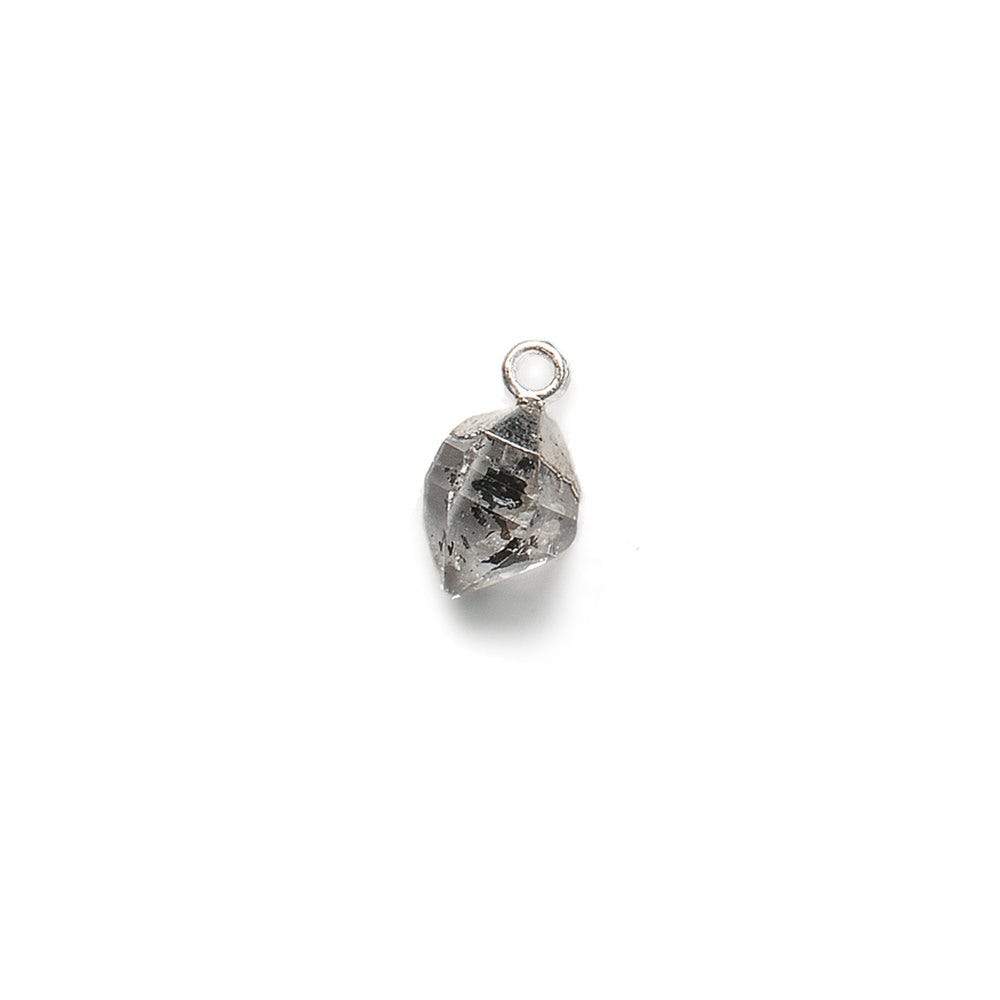9x7mm Silver Leafed Herkimer Diamond Crystal Quartz Focal Pendant 1 piece - Beadsofcambay.com