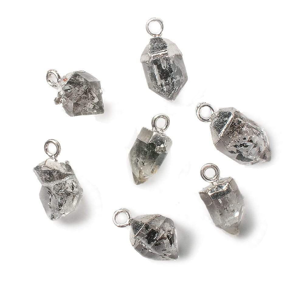 9x7mm Silver Leafed Herkimer Diamond Crystal Quartz Focal Pendant 1 piece - Beadsofcambay.com