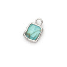 9x7mm Silver Leafed Labradorite plain rectangle Pendant 1 focal bead - Beadsofcambay.com