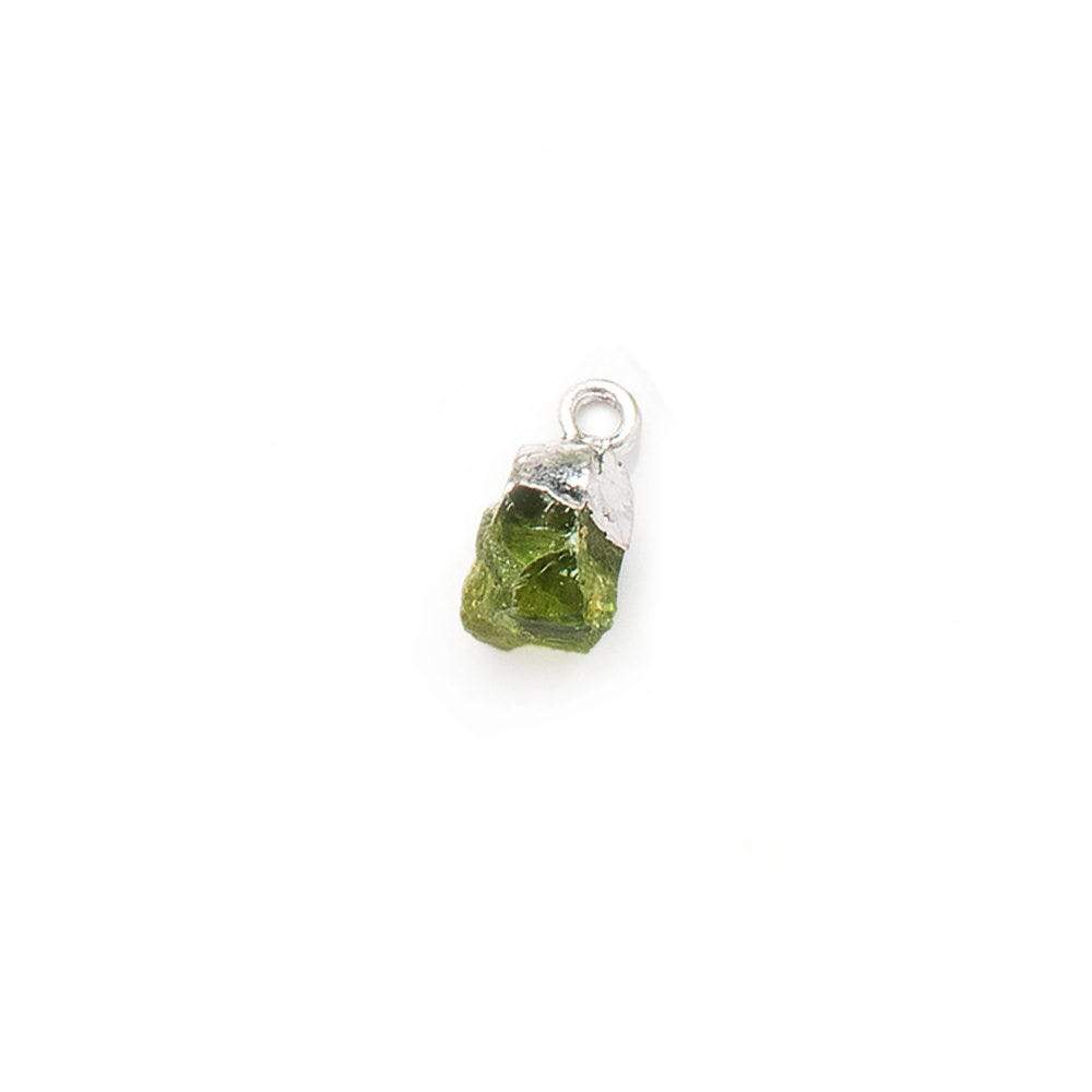 9x7mm Silver Leafed Peridot Natural Crystal Focal Pendant 1 piece - Beadsofcambay.com