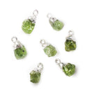9x7mm Silver Leafed Peridot Natural Crystal Focal Pendant 1 piece - Beadsofcambay.com
