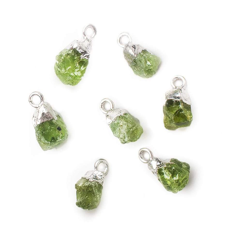 9x7mm Silver Leafed Peridot Natural Crystal Focal Pendant 1 piece - Beadsofcambay.com