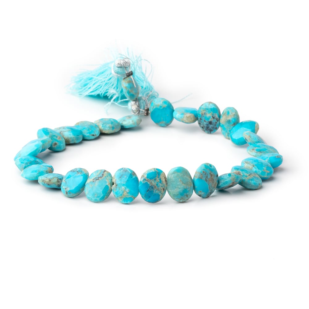9x7mm Sleeping Beauty Turquoise Faceted Side Drill Ovals 8 inch 28 Beads - Beadsofcambay.com