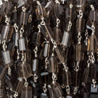 9x7mm Smoky Quartz faceted nugget .925 Silver Chain by the foot 22 pieces - Beadsofcambay.com