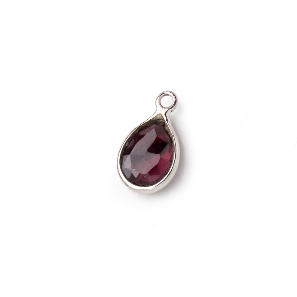 9x7mm Sterling Silver Bezel Rhodolite Garnet Faceted Pear Pendant 1 Focal piece - Beadsofcambay.com