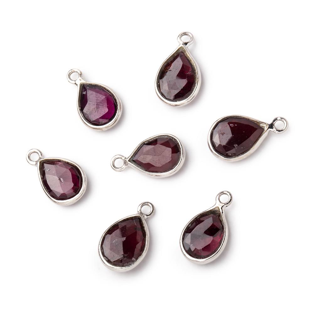9x7mm Sterling Silver Bezel Rhodolite Garnet Faceted Pear Pendant 1 Focal piece - Beadsofcambay.com