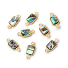 9x7mm Vermeil Bezel Abalone Shell Rectangular Connector 1 piece - Beadsofcambay.com
