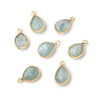 9x7-11x8mm Vermeil Bezel Milky Aquamarine Faceted Pear Pendant 1 Focal piece - Beadsofcambay.com
