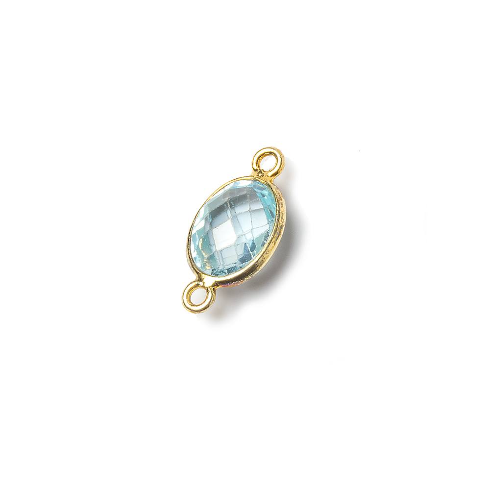 9x7mm Vermeil Bezel Sky Blue Topaz faceted oval Petite Connector 1 piece - Beadsofcambay.com