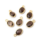 9x7mm Vermeil Bezel Smoky Quartz Faceted Oval Pendant 1 piece - Beadsofcambay.com
