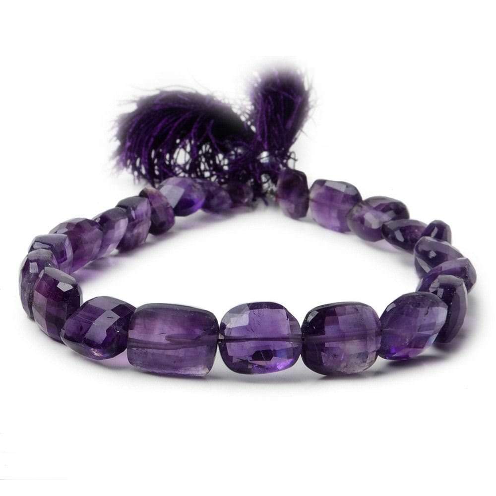 9x8-10x8.5mm Amethyst Checkerboard Rectangle 10 inch 25 pieces - Beadsofcambay.com