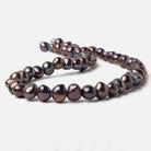 9x8-10x9mm Dark Peacock Baroque 2.5mm large hole Pearls 15 in. 48 pcs - Beadsofcambay.com