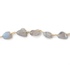 9x8-10x9mm Labradorite Plain Nuggets on Gold Plated Chain - Beadsofcambay.com