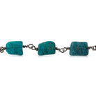 9x8-11x8mm Matte Apatite plain rectangle Black Gold plated Chain by the foot - Beadsofcambay.com