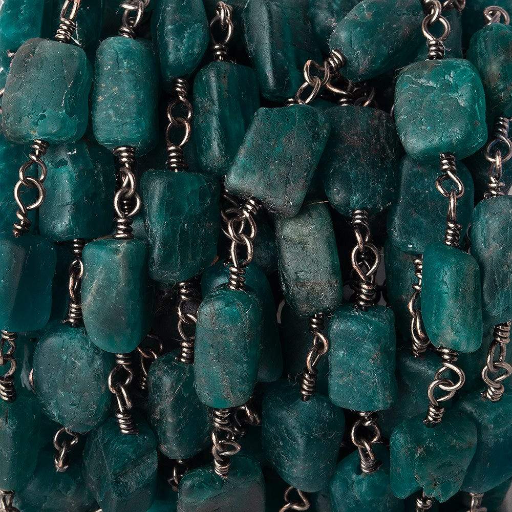 9x8-11x8mm Matte Apatite plain rectangle Black Gold plated Chain by the foot - Beadsofcambay.com
