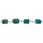 9x8-11x8mm Matte Apatite plain rectangle Gold plated Chain by the foot - Beadsofcambay.com