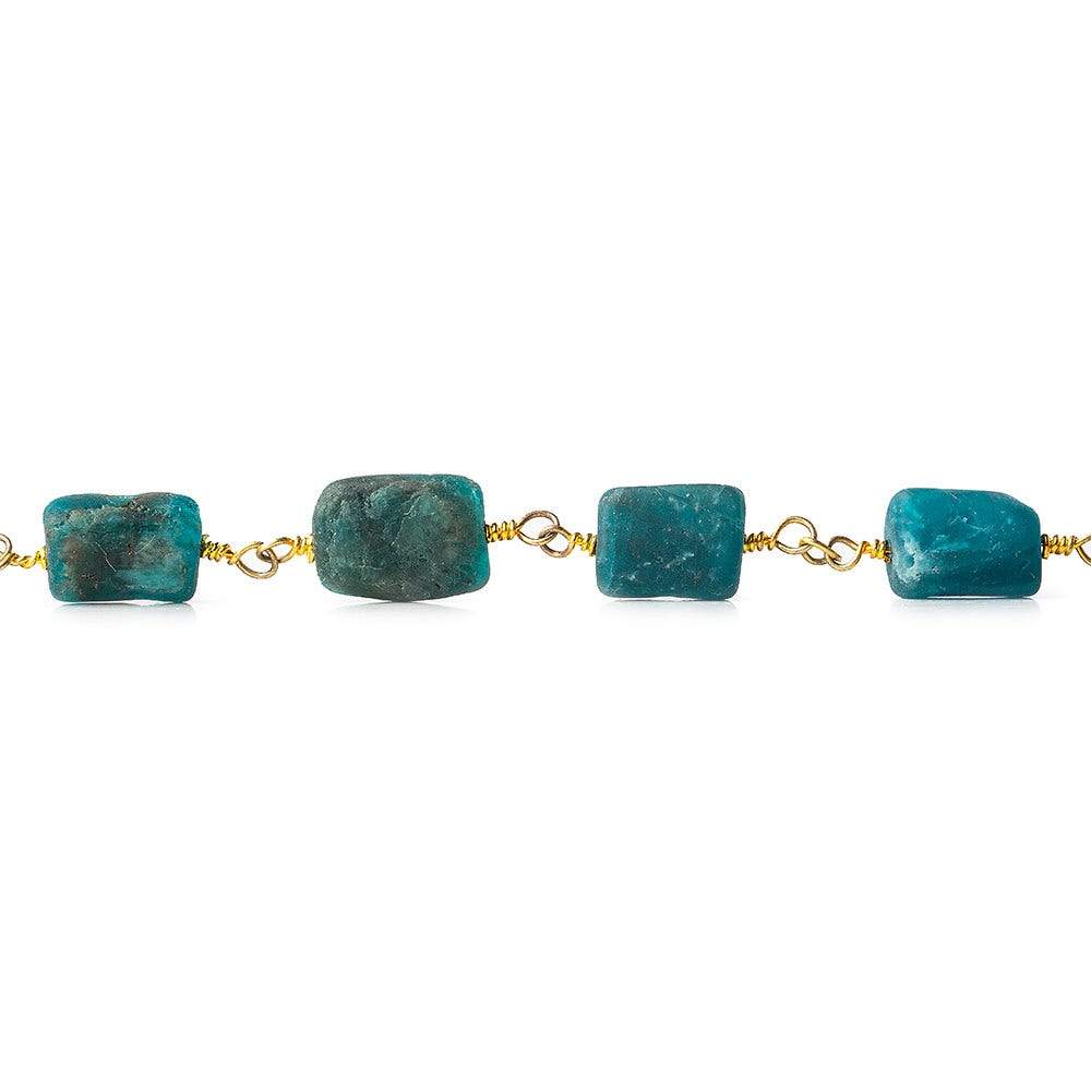 9x8-11x8mm Matte Apatite plain rectangle Gold plated Chain by the foot - Beadsofcambay.com