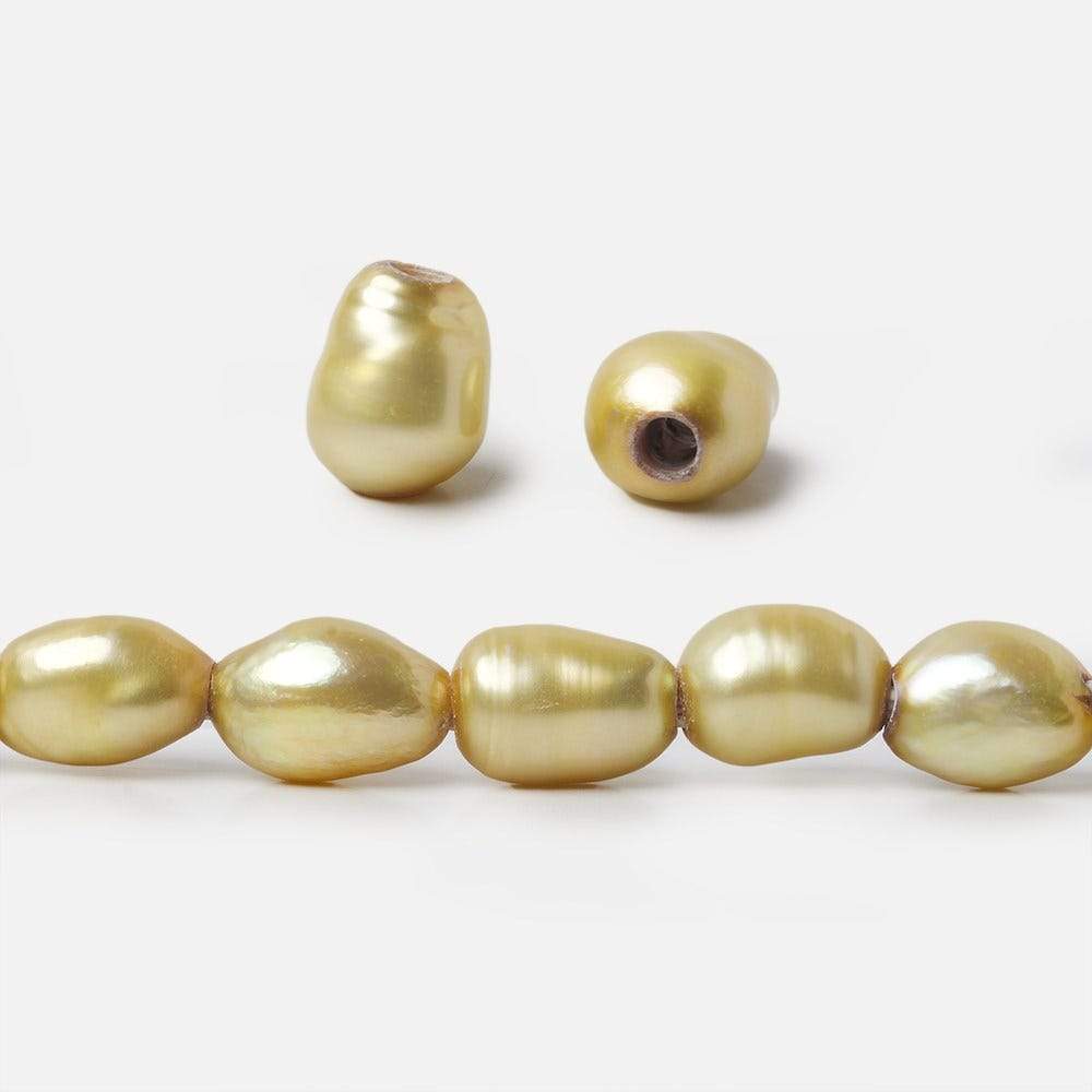 9x8-11x9mm Buttercup Yellow Large Hole Baroque Freshwater Pearls 15 inches 40 pieces - Beadsofcambay.com