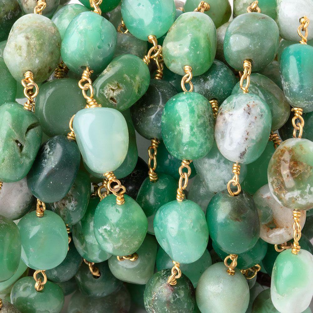 9x8-11x9mm Chrysoprase Plain Nuggets on Vermeil Chain by the Foot 18 beads - Beadsofcambay.com