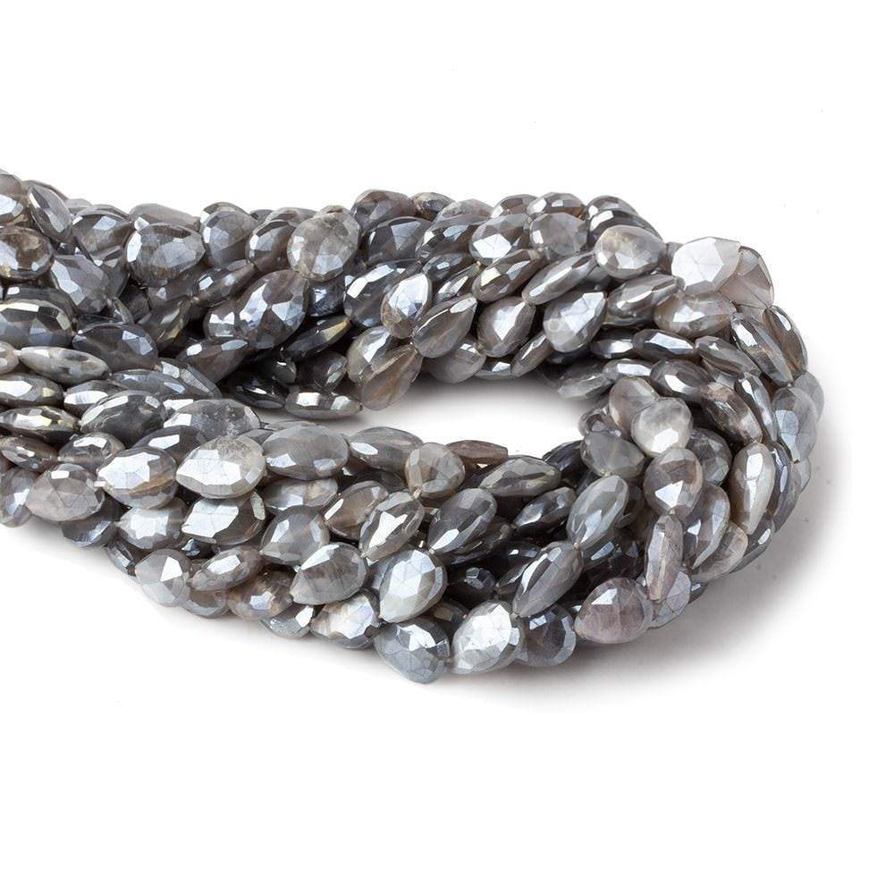 9x8-13x8mm Mystic Dark Platinum Grey Moonstone faceted pears 14 inch 29 beads - Beadsofcambay.com