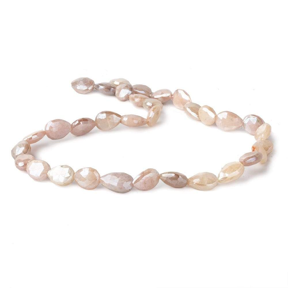 9x8-13x8mm Mystic Peach Moonstone faceted pears 14 inch 29 beads - Beadsofcambay.com