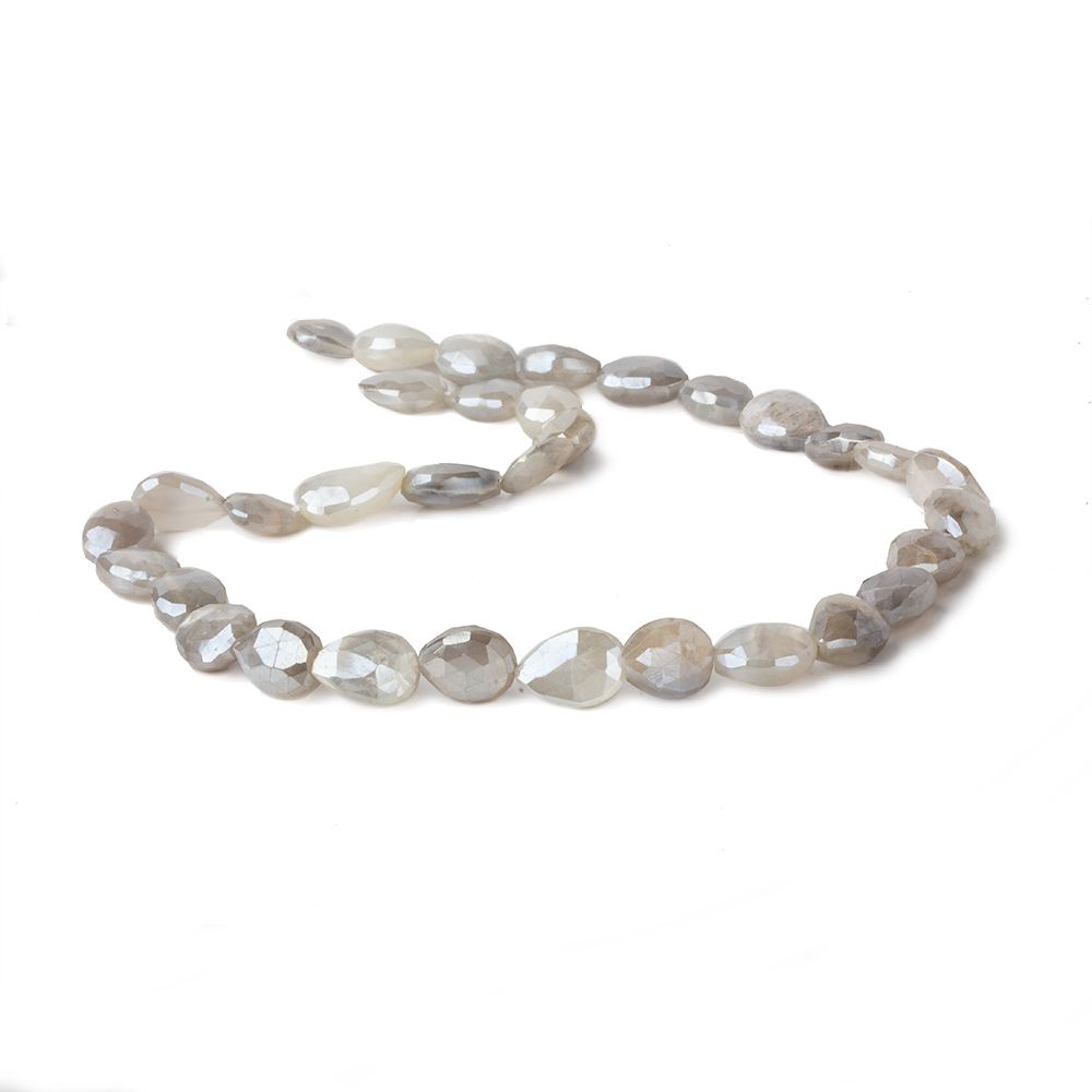 9x8-13x8mm Mystic Platinum Grey Moonstone faceted pears 14 inch 29 beads - Beadsofcambay.com