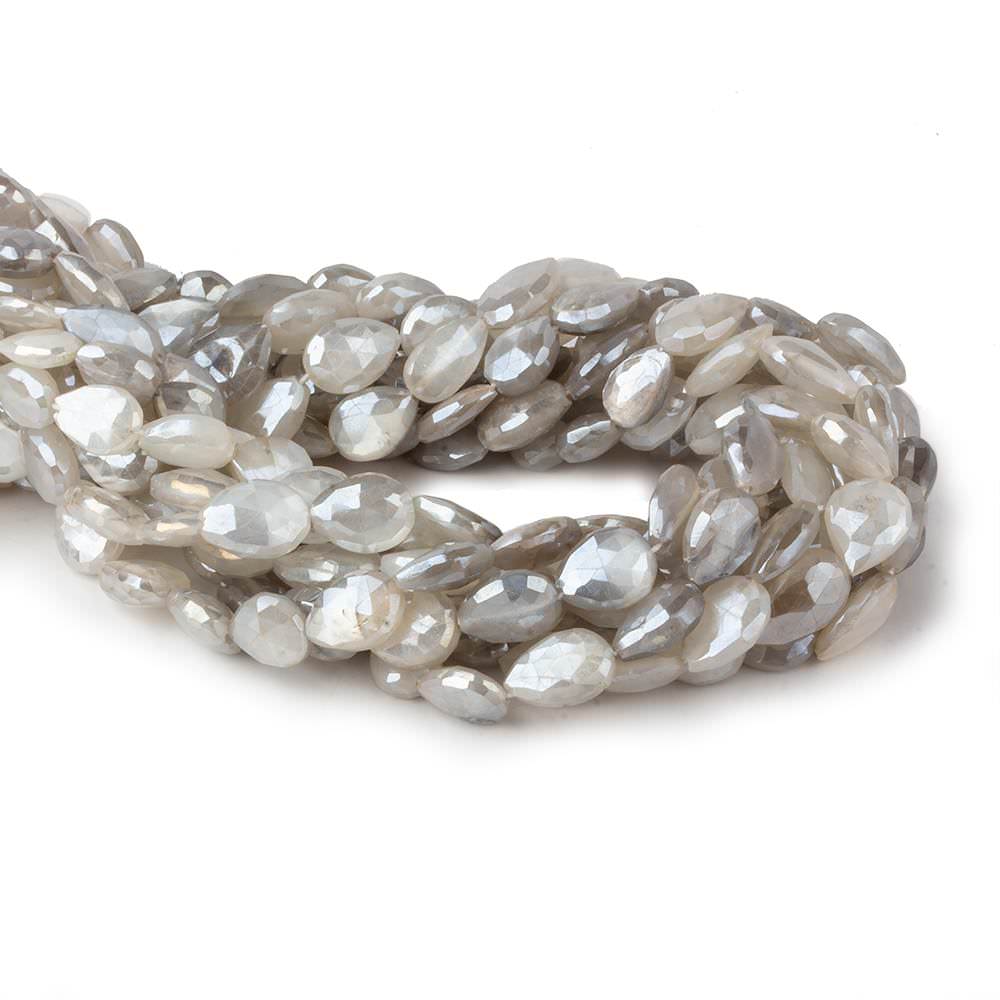 9x8-13x8mm Mystic Platinum Grey Moonstone faceted pears 14 inch 29 beads - Beadsofcambay.com