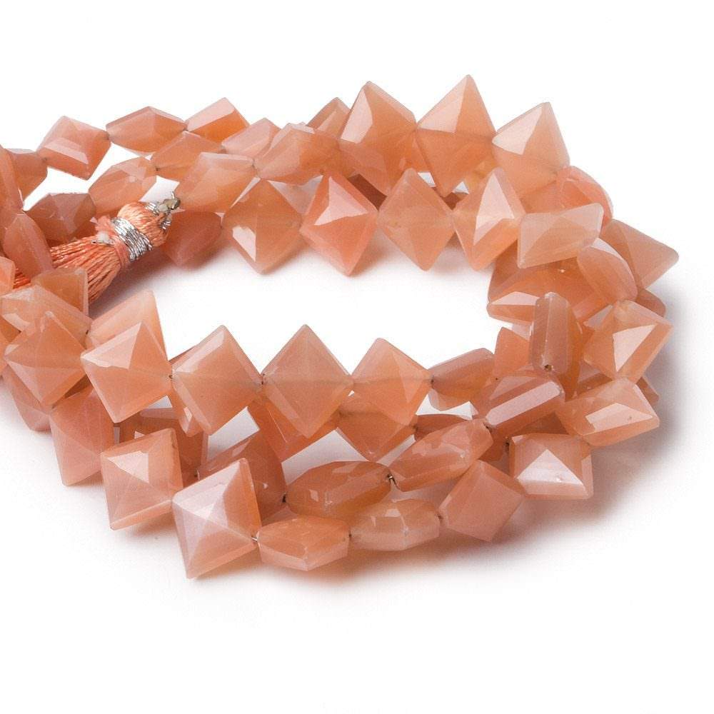9x8-14x8mm Angel Skin Peach Moonstone Side Drilled Faceted Kite Beads 8 inch 23 pieces - Beadsofcambay.com