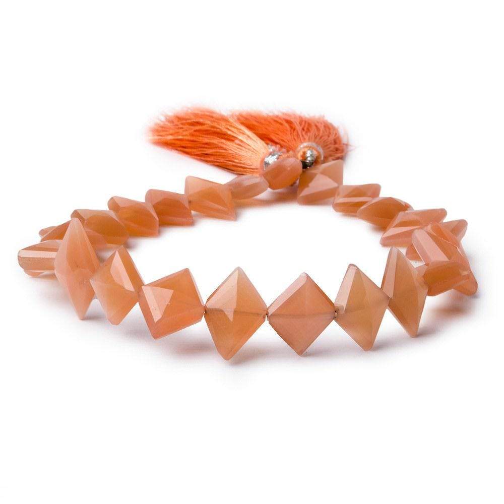 9x8-14x8mm Angel Skin Peach Moonstone Side Drilled Faceted Kite Beads 8 inch 23 pieces - Beadsofcambay.com