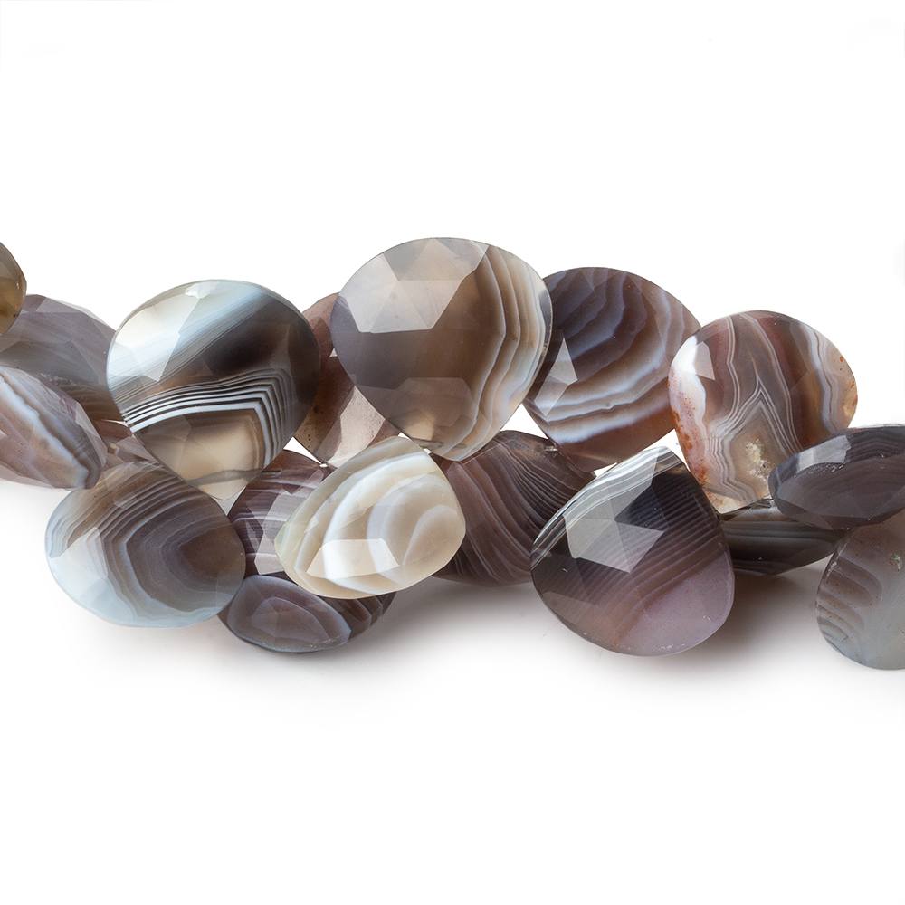 9x8-18x18mm Botswana Agate faceted heart Briolettes 15 inch 92 pieces AAA - Beadsofcambay.com