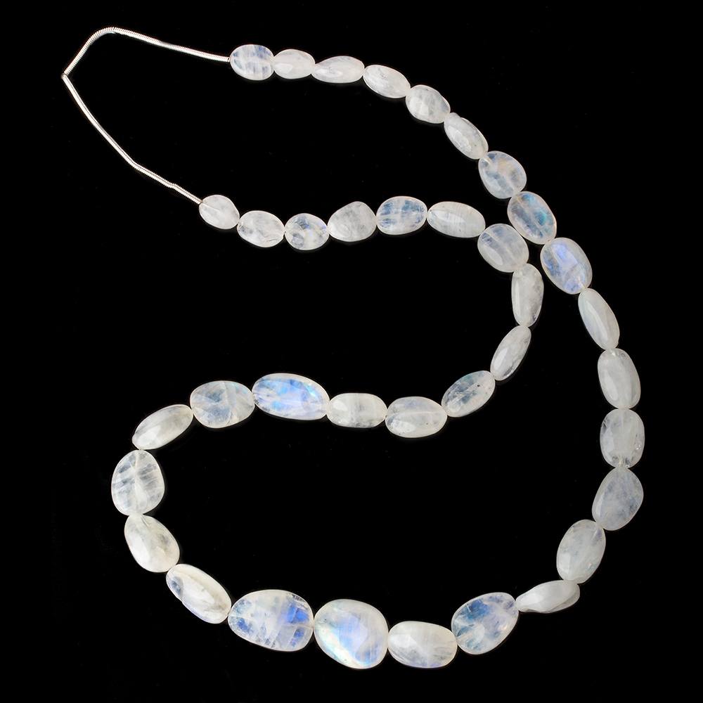 10x7-20x15mm Rainbow Moonstone carved nugget beads 19 inch 37 pieces A - Beadsofcambay.com