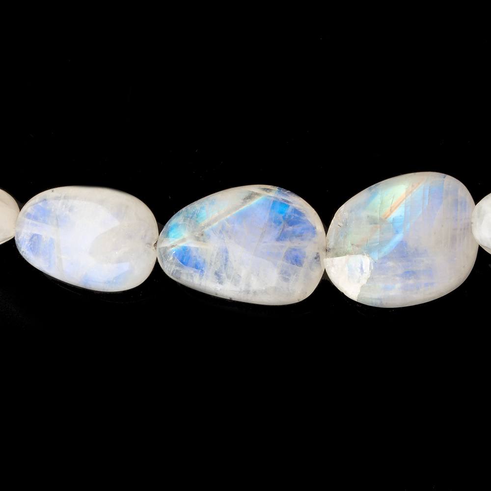 10x7-20x15mm Rainbow Moonstone carved nugget beads 19 inch 37 pieces A - Beadsofcambay.com