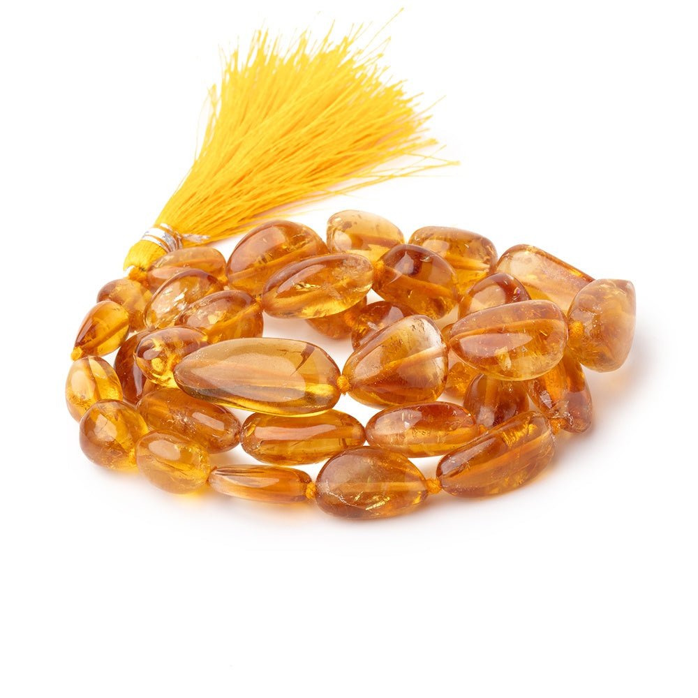 9x8-22x11mm Madeira Citrine Plain Nugget Beads 18 inch 33 pieces - Beadsofcambay.com