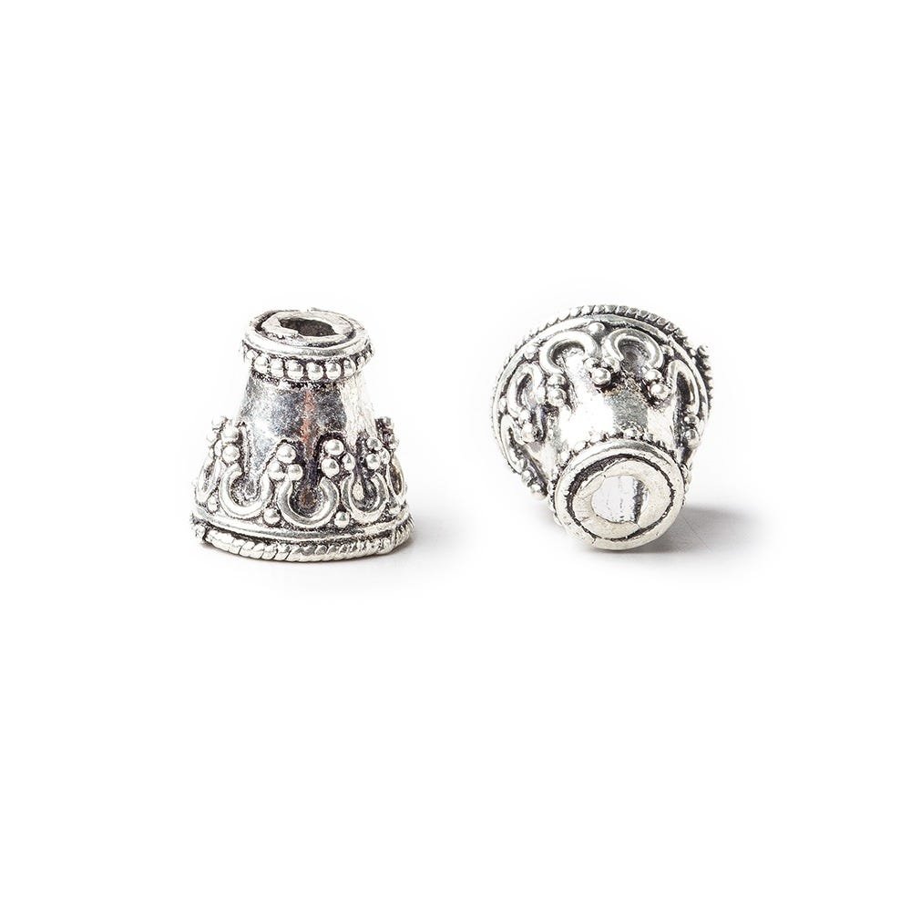 9x8mm Antiqued Sterling Silver Cone Set of 2 - Beadsofcambay.com