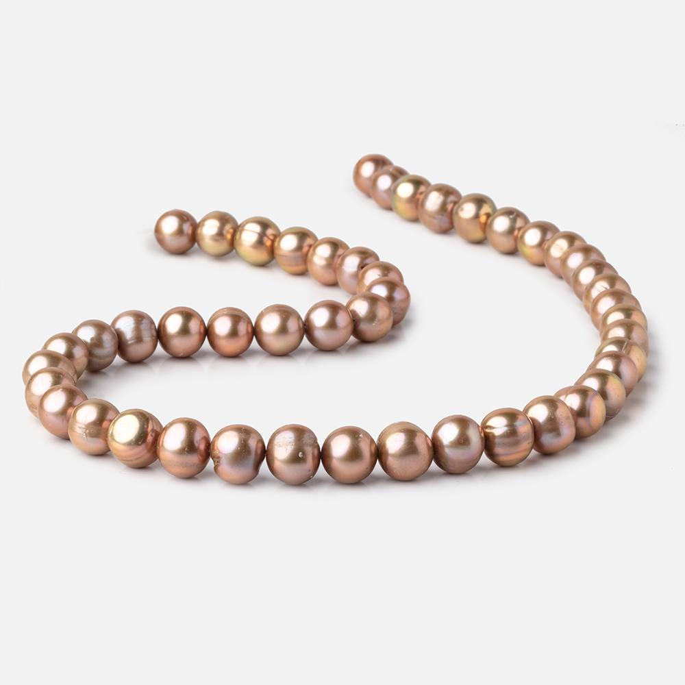 9x8mm Champagne Off Round Freshwater Pearls 16 inch 47 Beads - Beadsofcambay.com