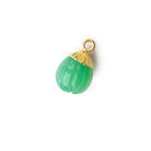 9x8mm Gold Leafed Green Onyx Carved Melon focal bead Pendant sold as 1 piece - Beadsofcambay.com