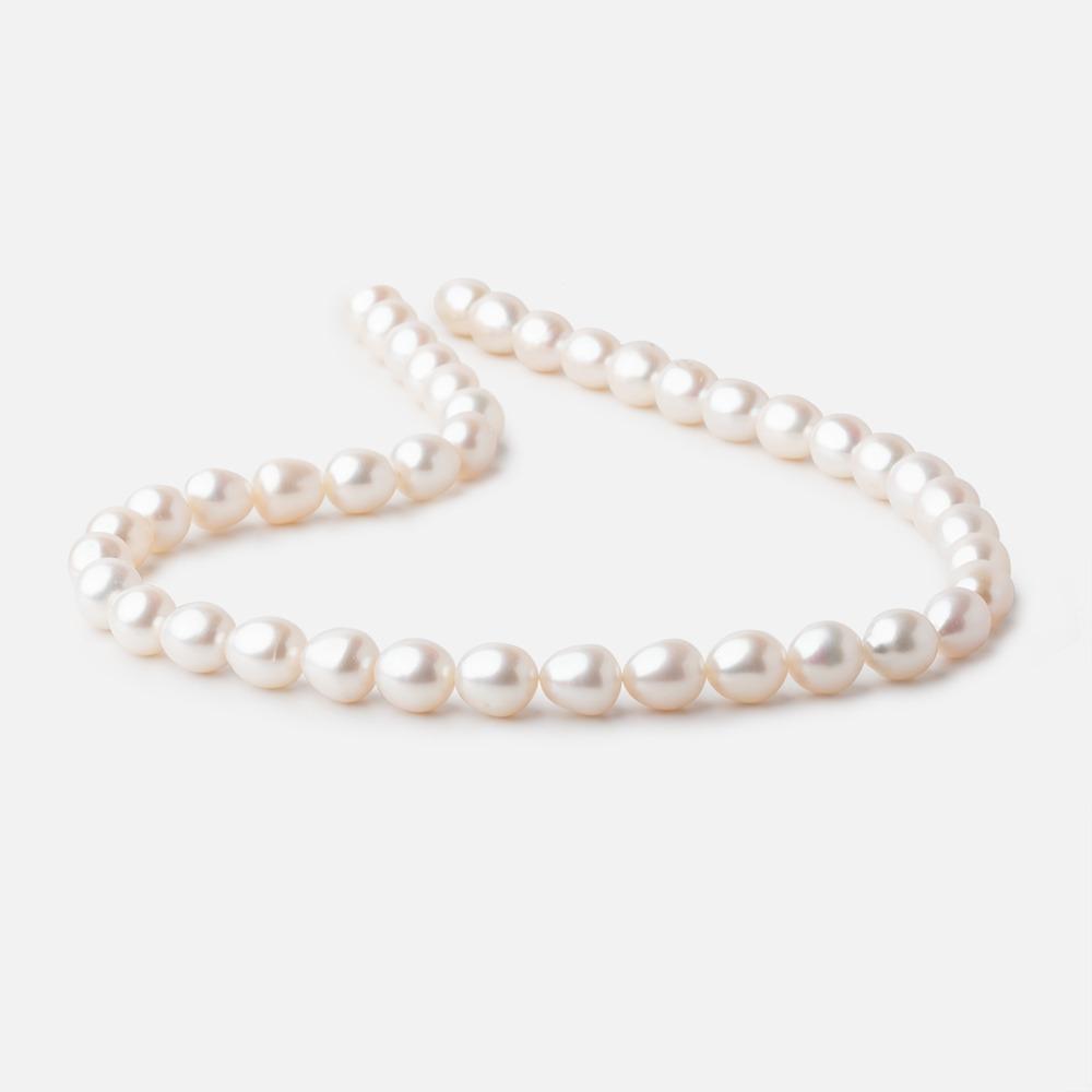 9x8mm Off White Oval Straight Drilled Freshwater Pearls 16 inch 42 pieces - Beadsofcambay.com