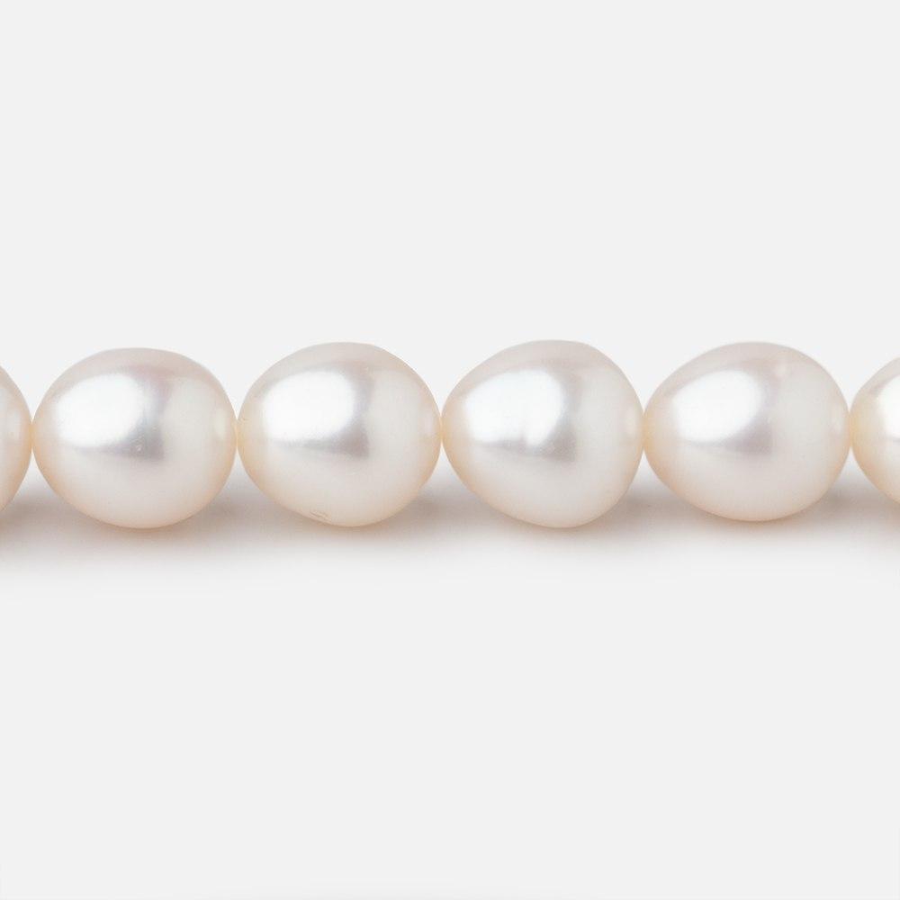 9x8mm Off White Oval Straight Drilled Freshwater Pearls 16 inch 42 pieces - Beadsofcambay.com