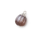 9x8mm Silver Leafed Chocolate Brown Moonstone Carved Melon focal bead Pendant sold as 1 piece - Beadsofcambay.com