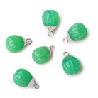 9x8mm Silver Leafed Green Onyx Carved Melon focal bead Pendant sold as 1 piece - Beadsofcambay.com