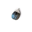 9x8mm Silver Leafed Labradorite Carved Melon focal bead Pendant sold as 1 piece - Beadsofcambay.com