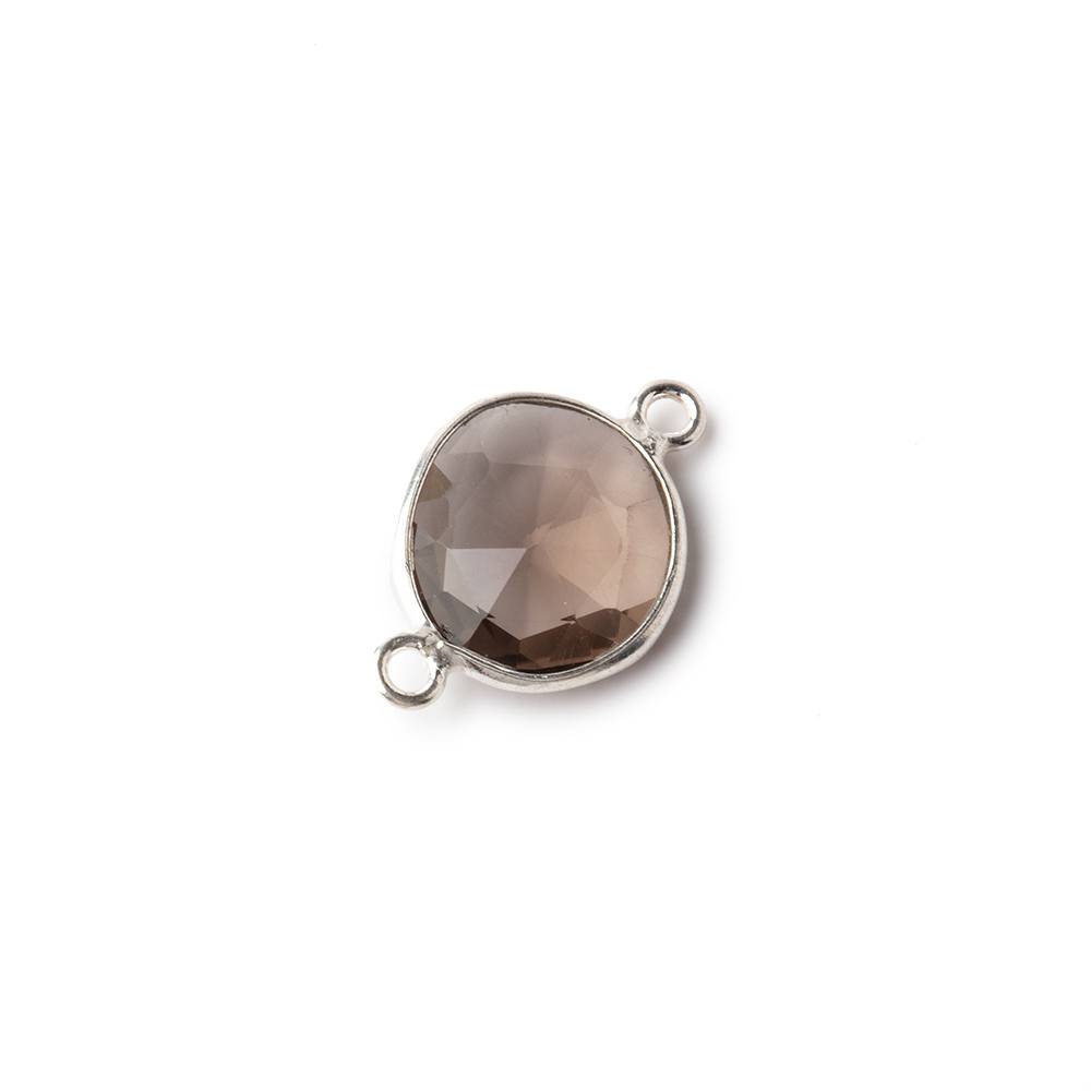 9x8mm Sterling Silver .925 Bezel Smoky Quartz Faceted Nugget Connector 1 piece - Beadsofcambay.com