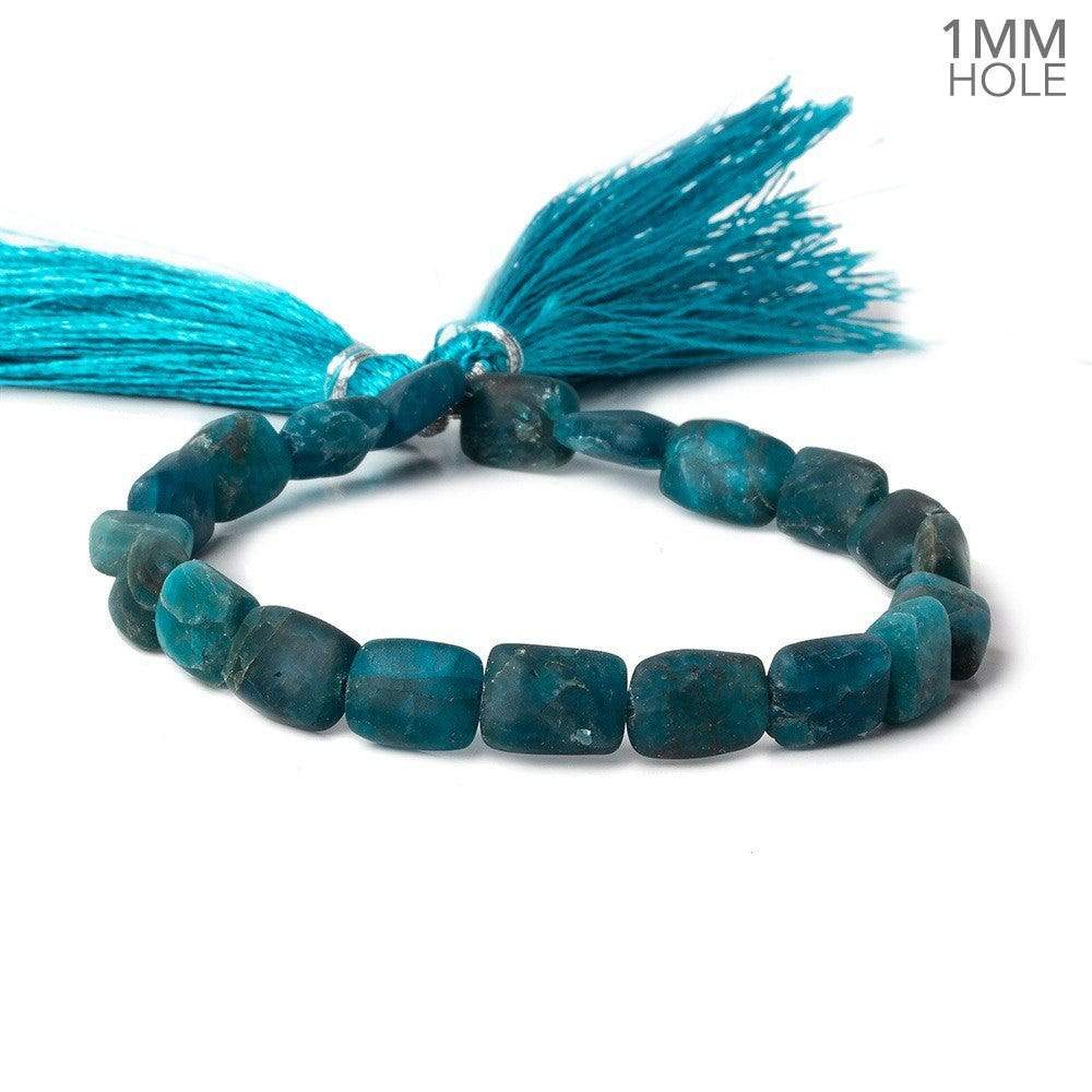 9x8x4-11x7x4mm Matte Neon Blue Apatite straight drilled plain rectangles 7.5 inch 19 beads - Beadsofcambay.com