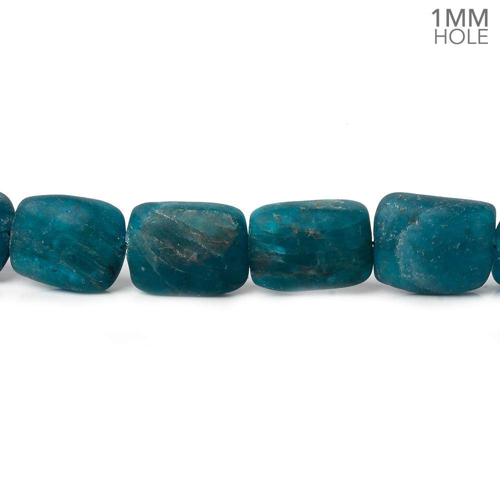 9x8x4-11x7x4mm Matte Neon Blue Apatite straight drilled plain rectangles 7.5 inch 19 beads - Beadsofcambay.com