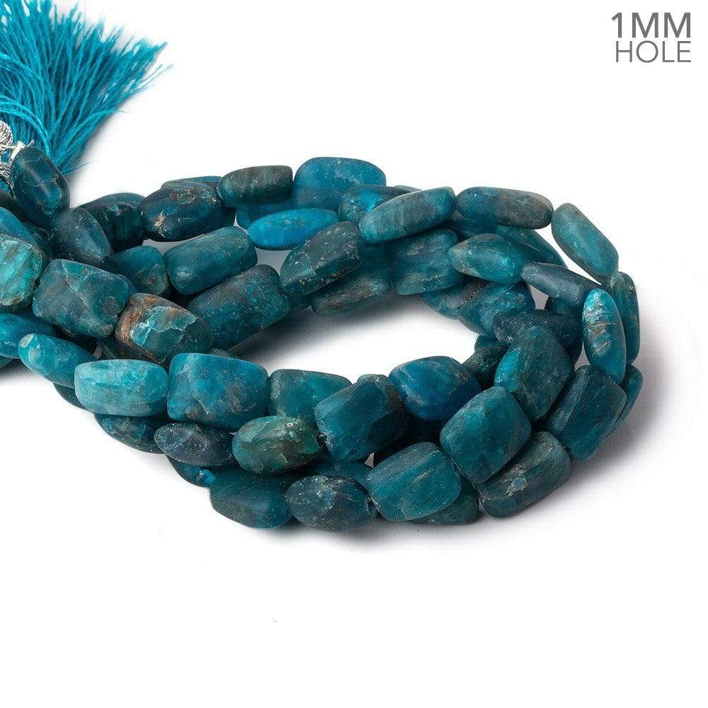 9x8x4-11x7x4mm Matte Neon Blue Apatite straight drilled plain rectangles 7.5 inch 19 beads - Beadsofcambay.com