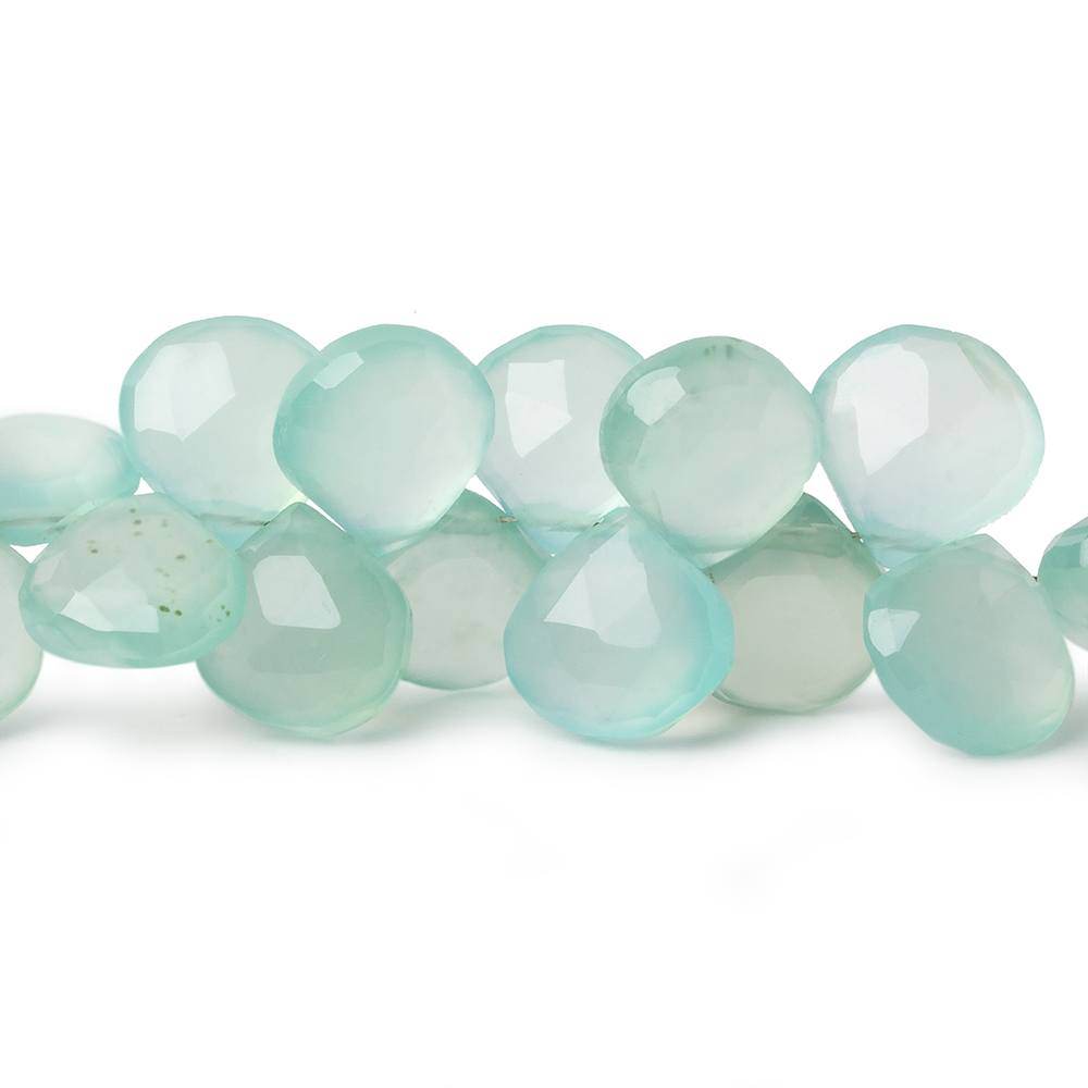 9x9-10x10mm Caribbean Green Chalcedony Faceted Hearts 8 inch 45 Beads - Beadsofcambay.com