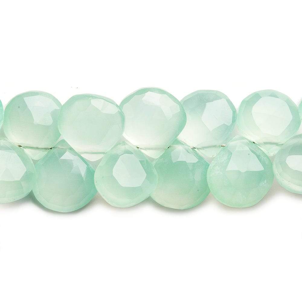 9x9-10x10mm Caribbean Green Chalcedony Faceted Hearts 8 inch 45 Beads - Beadsofcambay.com