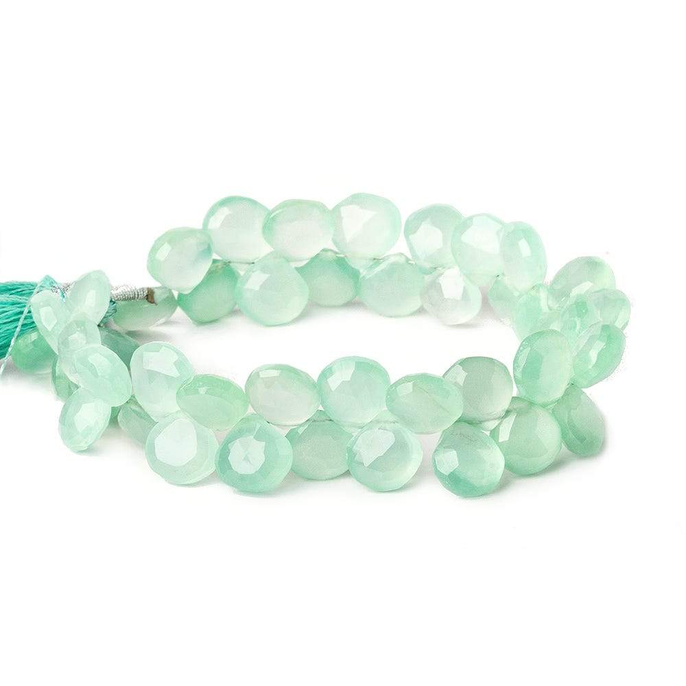 9x9-10x10mm Caribbean Green Chalcedony Faceted Hearts 8 inch 45 Beads - Beadsofcambay.com