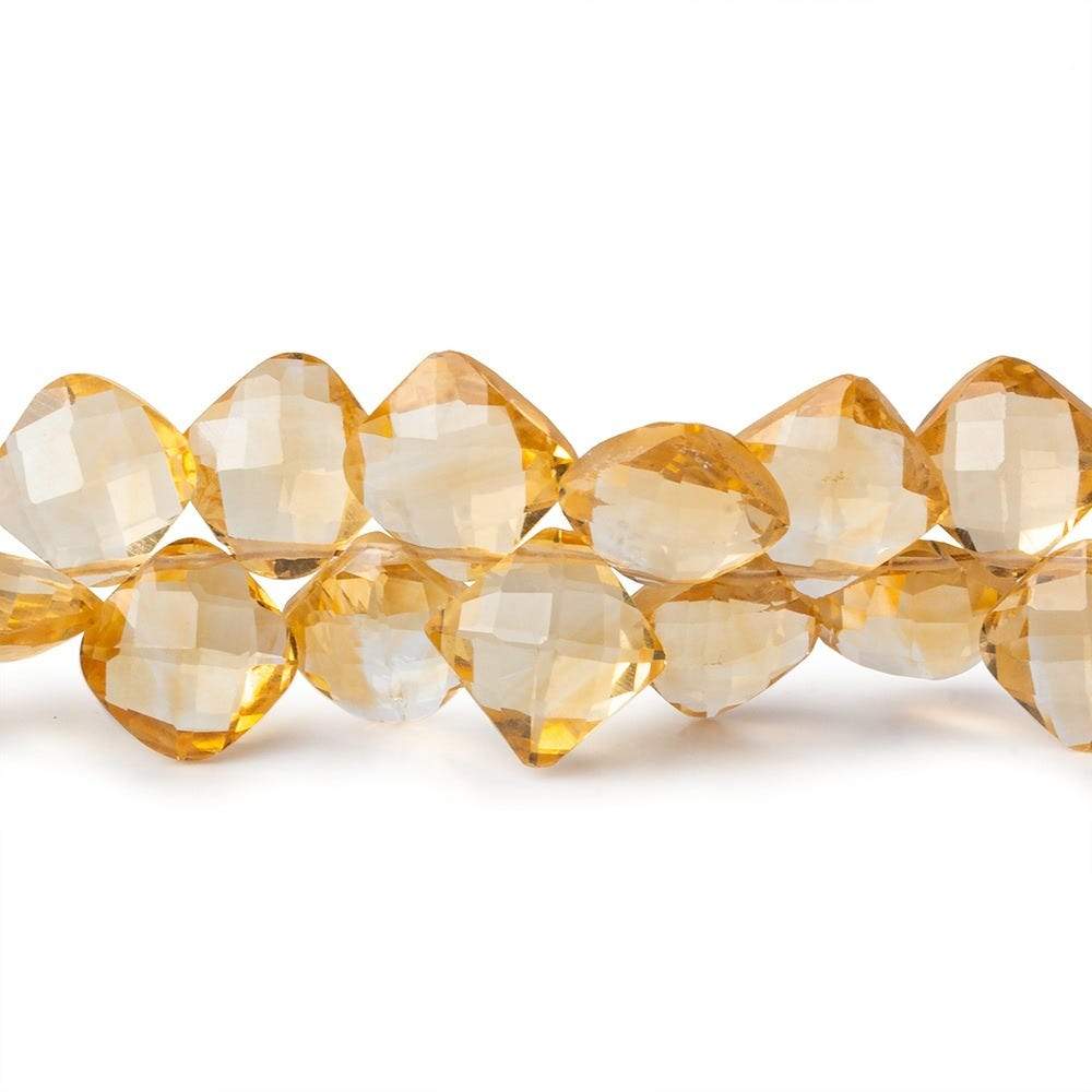 9x9-10x10mm Citrine Top Drilled Faceted Pillow Beads 8 inch 49 pieces AAA - Beadsofcambay.com