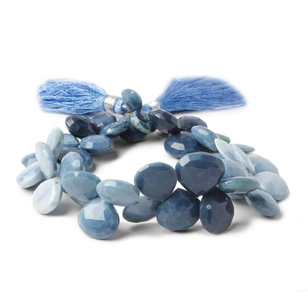 9x9-10x10mm Denim Blue Opal faceted heart beads 8 inch 42 pieces - Beadsofcambay.com